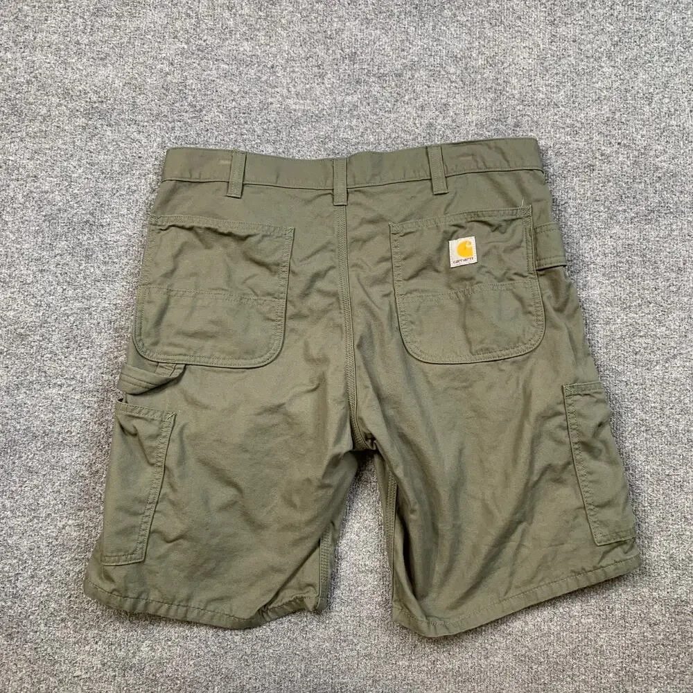Carhartt Shorts Mens 34 Ivy Green Loose Fit Cotton Canvas Cargo Pockets Work